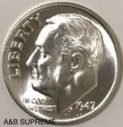 1947 S Roosevelt Dime Gem Bu Uncirculated  90  Silver