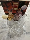 Vtg Crystal Clear    butterfly    4pc Crystal Vanity Set Perfume Bottles Tray Nib