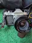 Vintage Pentax K1000 Manual Slr 35mm Camera   Case Kodak Flash Samyang Lens Euc