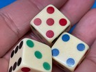 Beautiful Set Of  3 Multiple Color Inland Pip Grained Celluloid  Dice         c   77