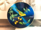 Stratton Metallic Blue Yellow Green Bird Vintage Powder Compact  Makeup Mirror