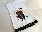 Johanna Parker Halloween Grinning Black Cat 100  Cotton Tea Towel   Hand Towel