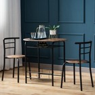3pcs Dining Set Compact 2 Chairs And Table Set With Metal Frame Shelf Storage