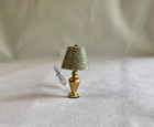 Tec Innovations Dollhouse Miniature Brass Table Lamp Light W  Shade Electric Nos