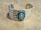 Super      Vintage Navajo Sterling Silver Royston Turquoise Design Bracelet
