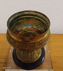 Vintage Heavy Brass Jardiniere Ash Pot Or Flower Planter Ornate Bowl Centerpiece