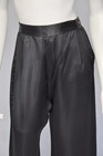 Vintage 1930s Black Silk Satin High Rise Wide Leg Pants Side Button M