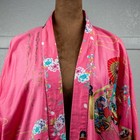 Japanese Cotton Kimono Robe Pink Geisha Print Jugeum 42 Made In Japan Artwear