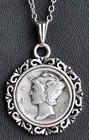 Authentic Silver 1928 Mercury Head Dime Coin Pendant Necklace