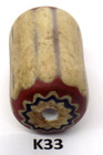 Lg  Worn Antique Venetian Chevron Trade Bead African From Estate K33  Bg 70