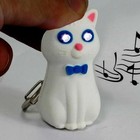 Led Cat Keychain W Light   Sound Meow Noise Toy White Gray Animal New Key Chain