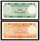 Fiji 1974  2   5 Dollars p72b 73a  2pcs Vf