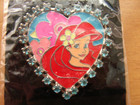 Little Mermaid Ariel Uk Disney Store Jeweled Heart Pin 2003 Blue Rhinestones