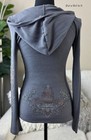 Usa New Vocal Womens Pink Crystal Gray Fleur De Lis Hoodie Shirt S M L Xl Y2k