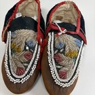 1900s Northeast Native American Iroquois Beaded Vamp Hide Moccasins Velvet Cuff