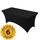 6-pack Premium Spandex Tablecloths For 6ft Rectangle 6 Ft   6 Pack Black