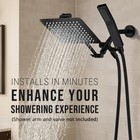 Black 8   Square Rain Shower Head All Metal Shower Head Combo Handheld Shower