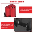 Adapter Fits Milwaukee 18v   Dewalt 20v Li-ion Battery To For Milwaukee 12v Tool