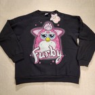 Cakeworthy Furby 90s Airbrush Sweatshirt Crewneck Pullover Black Unisex Size Xl