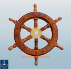Nautical Vintage Wooden Ship Wheel Brass 12 Inches Wall Home D  cor Replica Gift