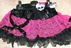 Monster High Girls Skirt Tutu Costume Skull With Bow Black Pink Sequin Girls