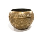 Asian Brass Hand Etched Offering Bowl Jardiniere