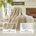 Reversible Waffle Weave Throw Blanket  Chenille Knit With Warm Sherpa  Soft C   