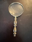 Vintage Brass Magnifying Glass Solid Turned Handle Desk Reader Loupe Antique