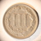 1865 Three Cent Piece Nickel 3cn Coin  Vf  