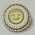 10 White And Gold Chanel Buttons Cc Logo 18mm Vintage  lg152 