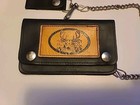Vtg Black Leather Chain Biker Wallet Deer   Buck Embossed Leather Patch 1970s 