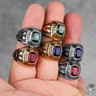Sculpt Rings    High School Vintage Class Ring With Colored Gemstone     Retro Eagle