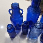 Vintage Cobalt Blue Glass Bottle Lot Bromo Seltzer Apothecary Decor