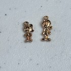 Gold Tone Boy Girl Bracelet Charm Necklace Pendant Pair Cute Kids 1583-2a