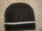 Louis Vuitton Monogram Logo Beanie Hat Gray Black White Men One Size