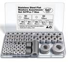 Stainless Steel Flat Washers Assortment  18-8 304 Stainless Steel  547-piece    
