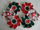 Christmas Handmade Crochet Dishcloths - 100  Cotton    holiday Bouquet     set Of 6 