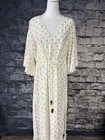 Sundress Dress Womens M l White Gold Embroidered Kaftan Maxi Fringe Tassel Boho