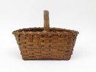 Antique American Ash Gathering Basket With Wooden Handle 16 25  X 11 75  X 14 