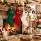 M Initial Personalized Embroidered Knit Christmas Stocking White Fireplace Decor