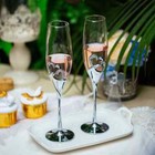 Wedding Champagne Glass Set Silver Toasting Flute Glasses Pack Of 2 With Rhinest