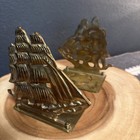 Euc Pair Solid Brass Foldable Sailing Ships Ocean Old Maritime Vtg Bookends Cool