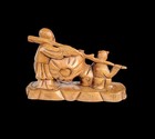 Vintage Chinese Boxwood Carved Man   Boy Carrying A Branch In Nature Large 10x7 