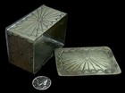 Vintage 1960s Mexican Alpaca Silver Trinket Pill Box Hand Stamped Sunburst - 63g