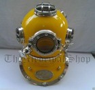 Brass Steel Yellow Finish Mark V Us Navy Full Size Scuba Diving Divers Helmet