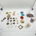 Lot Of Vintage   Craft Jewelry Findings Charms Cabochons Buttons Beads Mixed