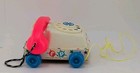 Vintage 1961 Fisher Price Chatter Phone  747 Telephone Pull Toy With Moving Eyes
