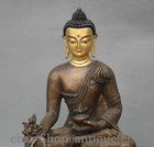 Old Nepal Bronze Gold Gilt Painting Menla Medicine Medical God Buddha Statue