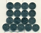 17-1 Jiao Coins the People s Republic Of China consecutive Dates Of 2005 To 2021