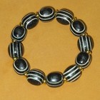 Tibetan Old Agate Dzi Sky Eyes lines Beads Amulet Bracelet B1023